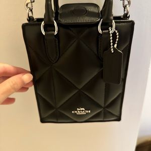 Coach black quilted crossbody satchel bag